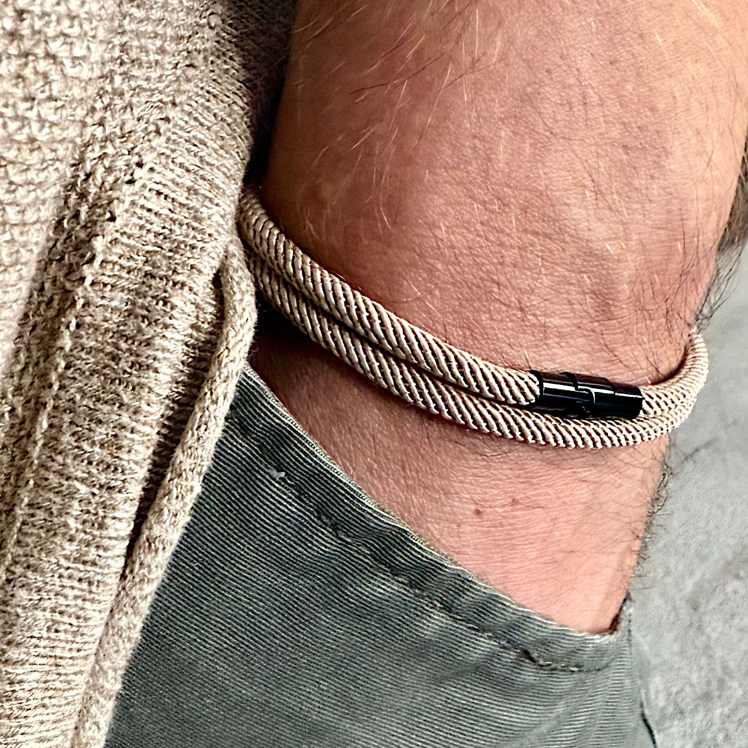 Ronan - 4mm doube-layer Milan rope bracelet in light brown
