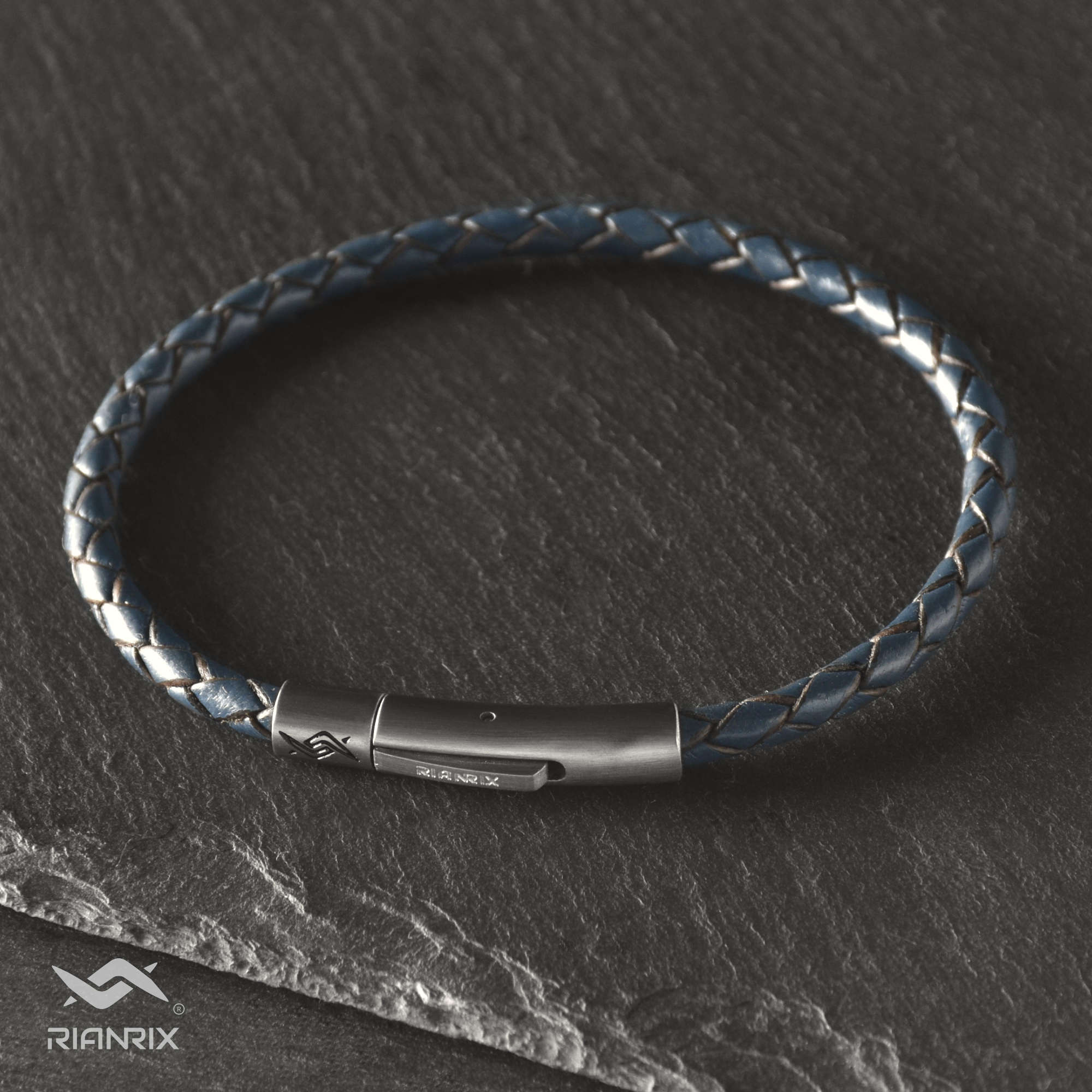 Ben - 4mm bolo genuine leather bracelet in dark blue