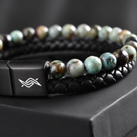 Caleb - Leather bracelet with African Turquoise stone