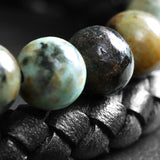 Caleb - Leather bracelet with African Turquoise stone