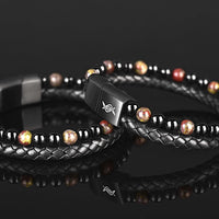 Draco - Genuine leather bracelet with dragon blood stone