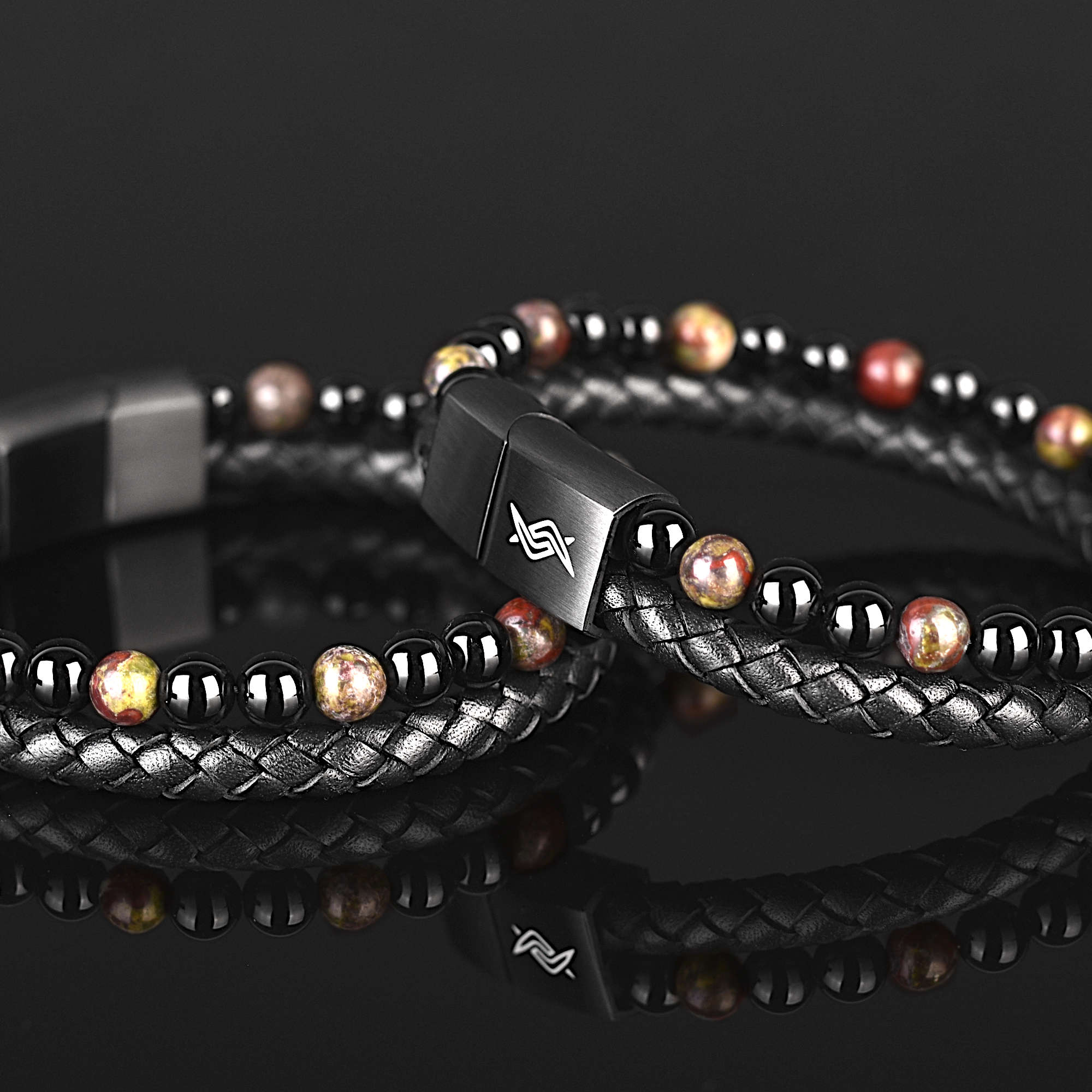 Draco - Genuine leather bracelet with dragon blood stone
