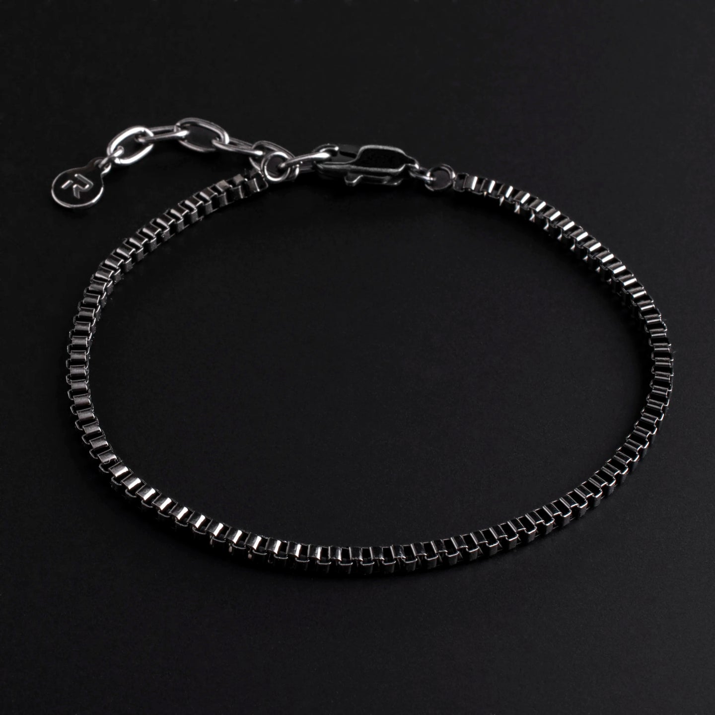 Flint — 3mm Gunmetal Box Chain Bracelet