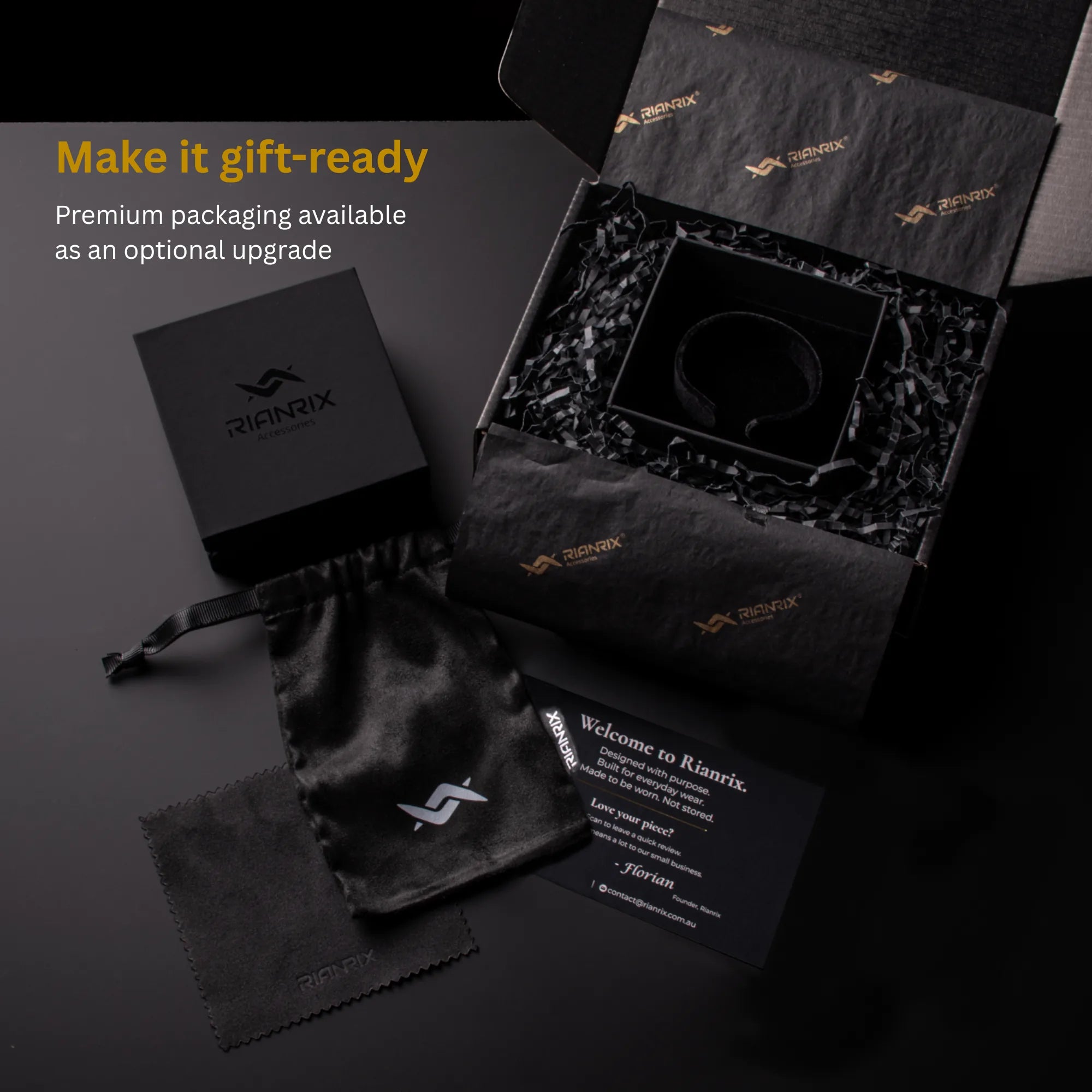 Draven – Matte Black Stainless Steel Cuff