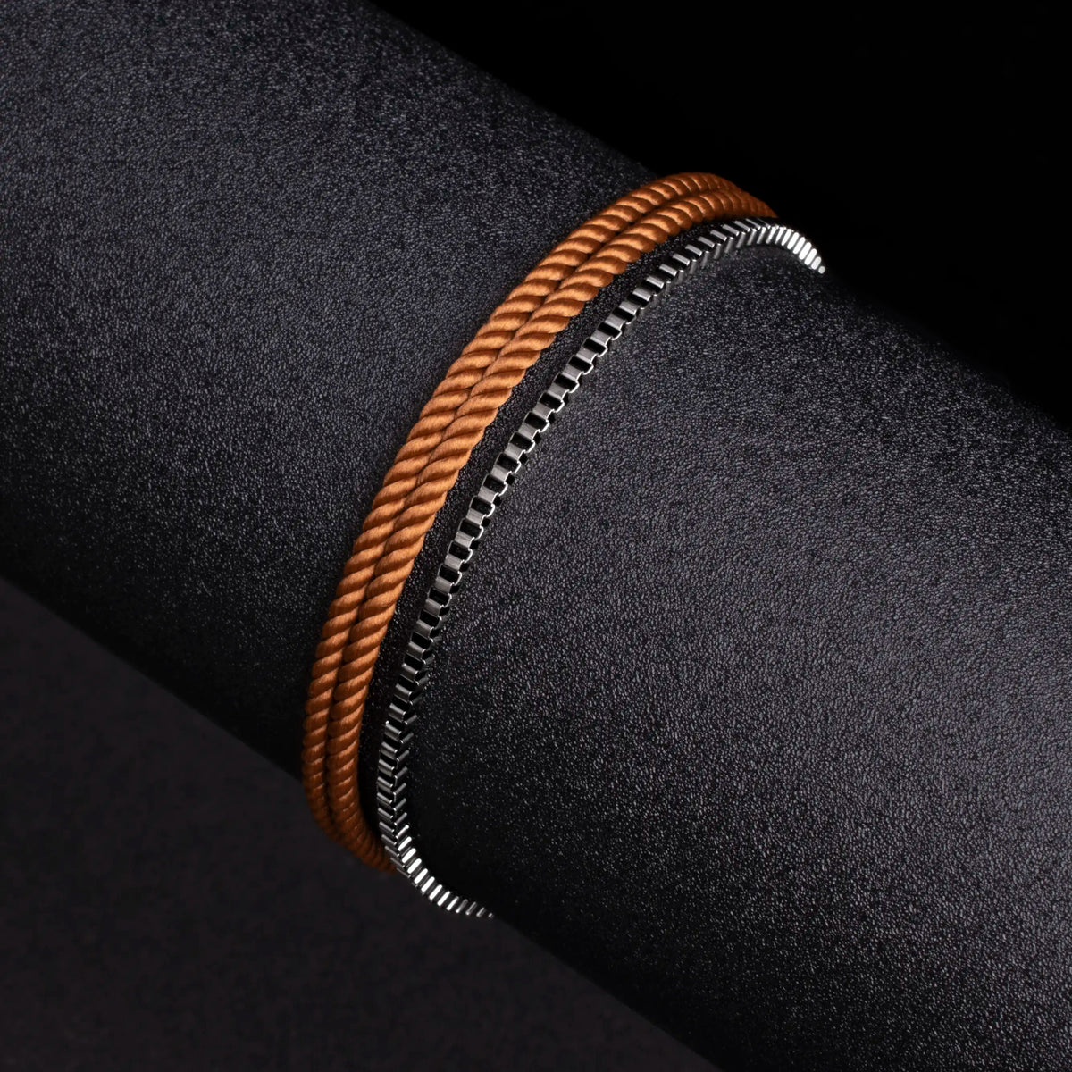 Hawke × Flint - Twisted Rope & Gunmetal Bracelet Stack