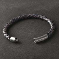 Joe - 6mm bolo genuine leather bracelet in antique navy