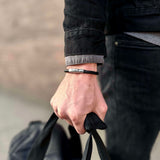 Raven - 6mm bolo genuine leather bracelet in classic black