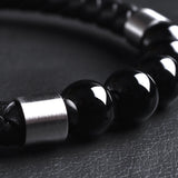 Onyx — Leather Bracelet with Onyx Stone