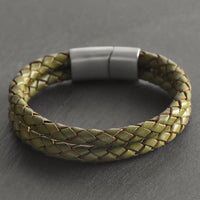 Ranger – 6mm Premium Double-Layer Leather Bracelet (olive green)