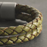 Ranger – 6mm Premium Double-Layer Leather Bracelet (olive green)