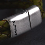 Ranger – 6mm Premium Double-Layer Leather Bracelet (olive green)