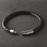 Raven - 6mm bolo genuine leather bracelet in classic black