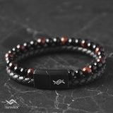 Redeye - Genuine leather bracelet with red tiger-eye stone