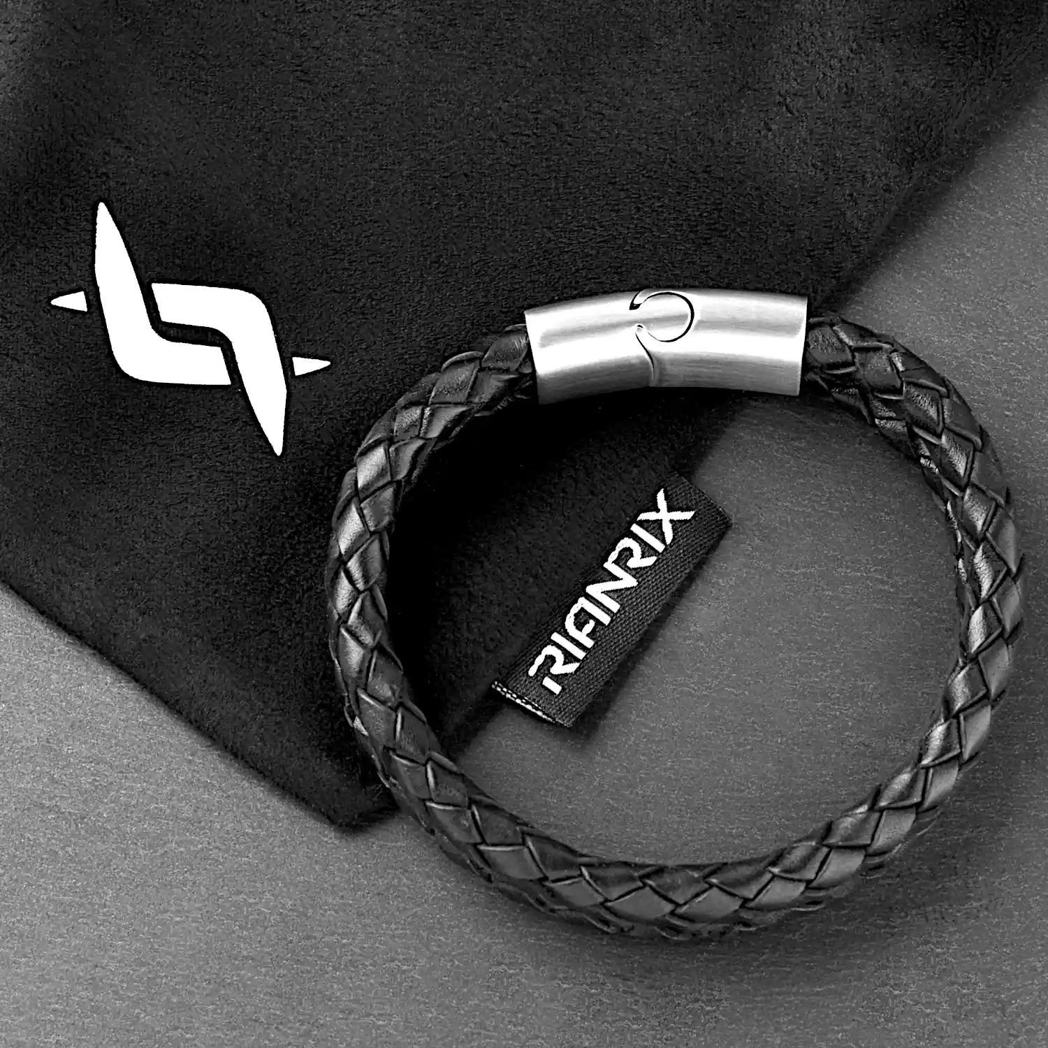 Rhys – 6mm Premium Double-Layer Leather Bracelet (Classic Black)