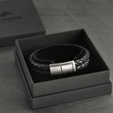 Rhys – 6mm Premium Double-Layer Leather Bracelet (Classic Black)