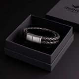 Rhys – 6mm Premium Double-Layer Leather Bracelet (Classic Black)