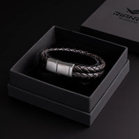 Rhys – 6mm Premium Double-Layer Leather Bracelet (Classic Black)