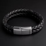Rhys – 6mm Premium Double-Layer Leather Bracelet (Classic Black)