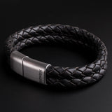 Rhys – 6mm Premium Double-Layer Leather Bracelet (Classic Black)