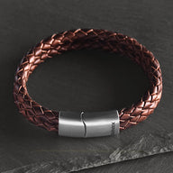 Ridge – 6mm Premium Double-Layer Leather Bracelet (chocolate metallic)