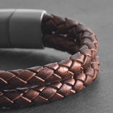 Ridge – 6mm Premium Double-Layer Leather Bracelet (chocolate metallic)