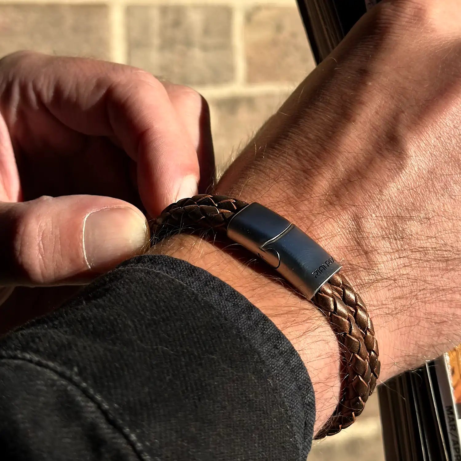 Ridge – 6mm Premium Double-Layer Leather Bracelet (chocolate metallic)