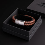 Ridge – 6mm Premium Double-Layer Leather Bracelet (chocolate metallic)