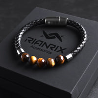 Roman — Leather Bracelet with Yellow Tiger Eye