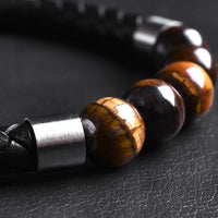 Roman — Leather Bracelet with Yellow Tiger Eye