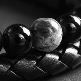 Shadow - Leather bracelet with black flash stone