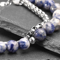 Sodalite - Sodalite natural stone and stainless steel bracelet