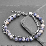 Sodalite - Sodalite natural stone and stainless steel bracelet