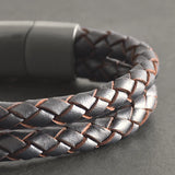 Storm – 6mm Premium Double-Layer Leather Bracelet (steel metallic)