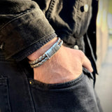 Storm – 6mm Premium Double-Layer Leather Bracelet (steel metallic)