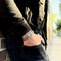 Storm – 6mm Premium Double-Layer Leather Bracelet (steel metallic)