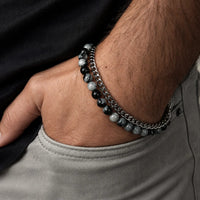 Thorne - Snowflake natural stone and stainless steel bracelet