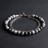 Thorne - Snowflake natural stone and stainless steel bracelet