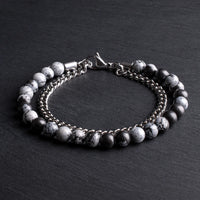 Thorne - Snowflake natural stone and stainless steel bracelet