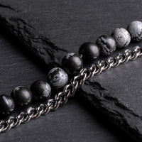 Thorne - Snowflake natural stone and stainless steel bracelet