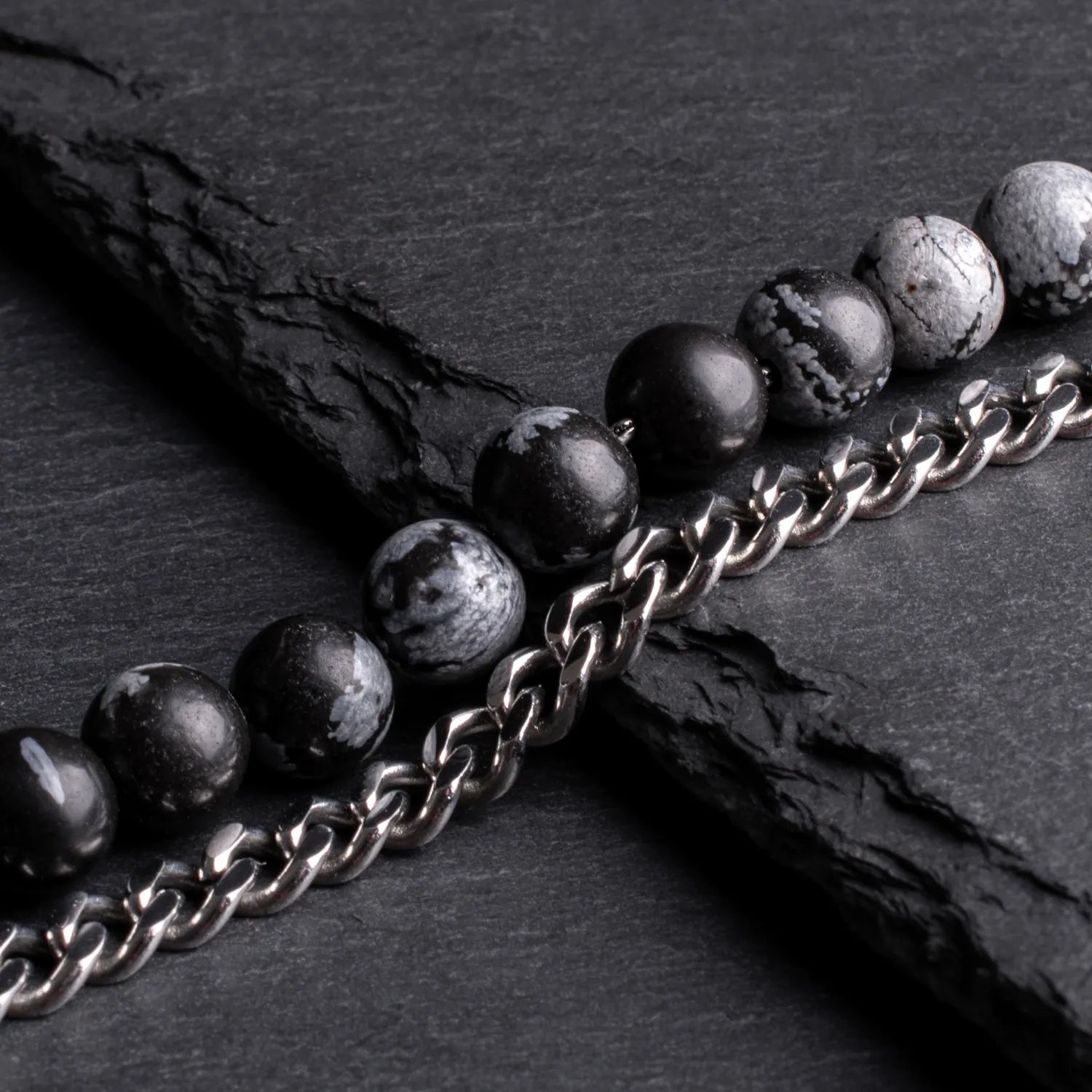 Thorne - Snowflake natural stone and stainless steel bracelet