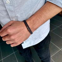 Titan - 4mm doube-layer Milan rope bracelet in black grey