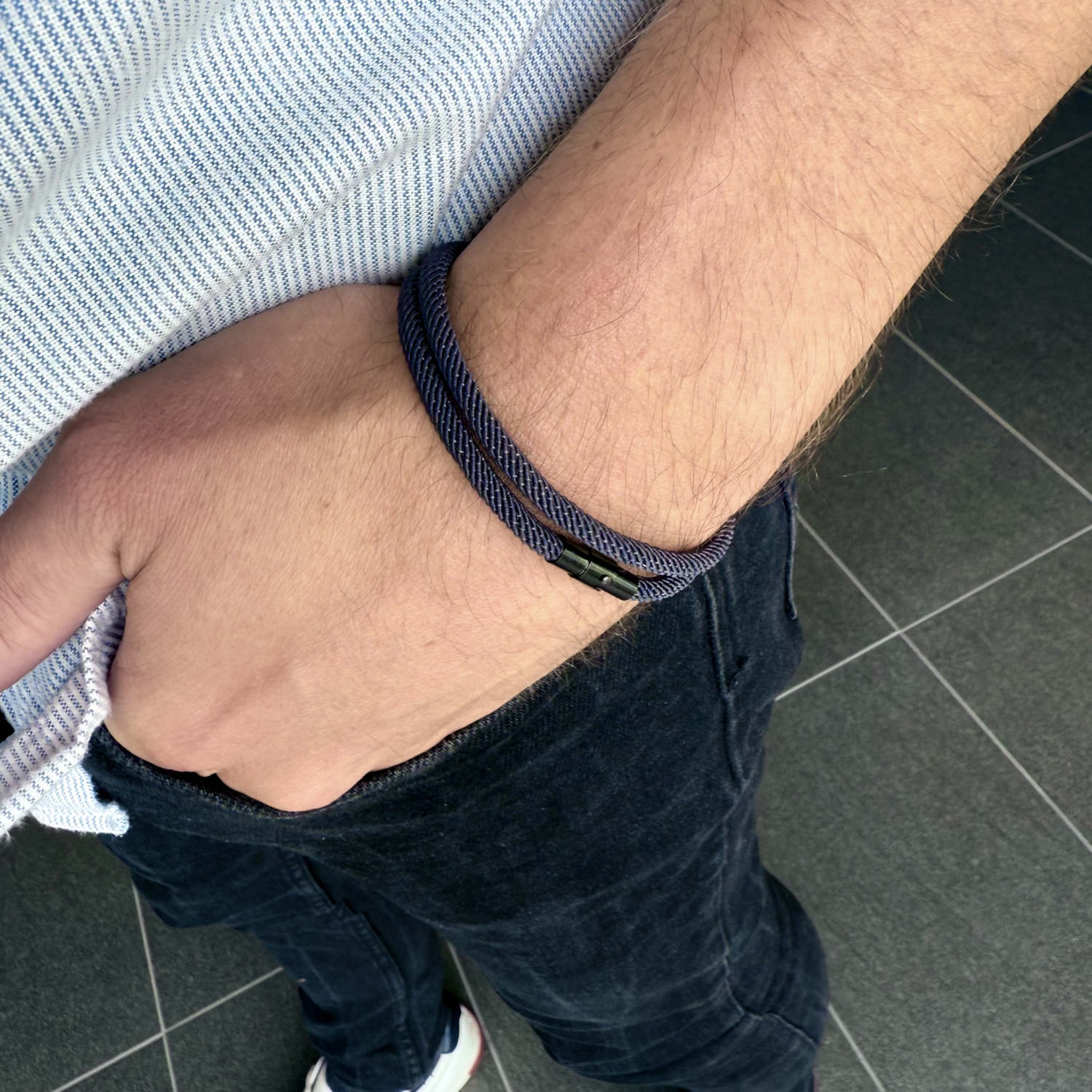 Titan - 4mm doube-layer Milan rope bracelet in black grey
