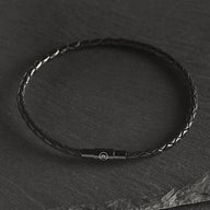 Vance - 3mm genuine leather bracelet in classic black