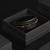 Aurum - Multi-layer leather bracelet with yellow-tiger eye beads & genuine leather cords